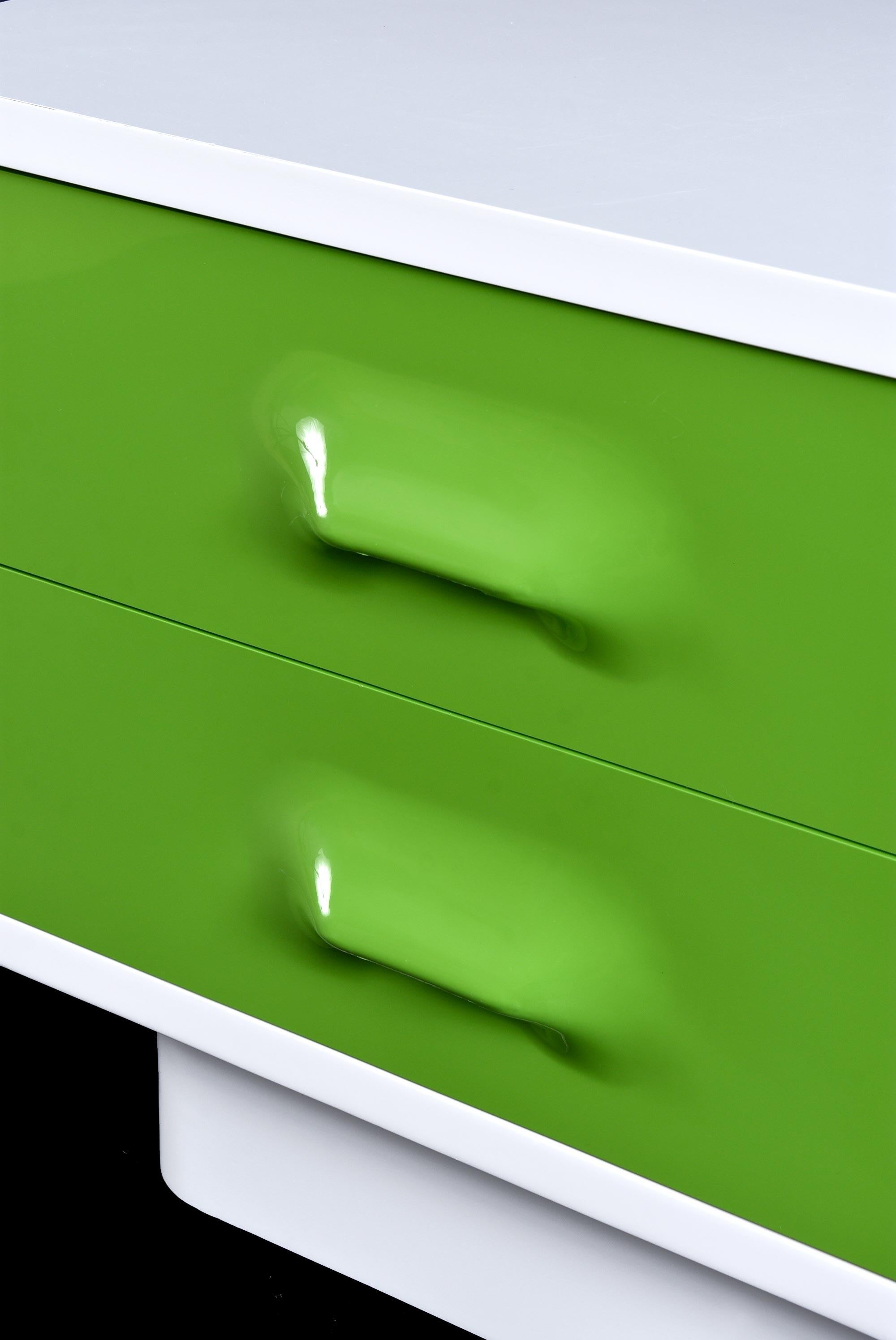 Molded Pair of Raymond Loewy Inspired Green Chapter One Nightstands by Broyhill Premier