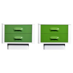 Used Pair of Raymond Loewy Inspired Green Chapter One Nightstands by Broyhill Premier