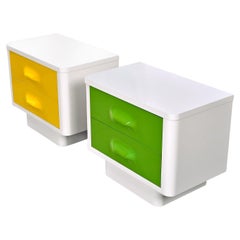 Pair of Mid-Century Raymond Loewy Inspired Yellow Green Chapter One Nightstands