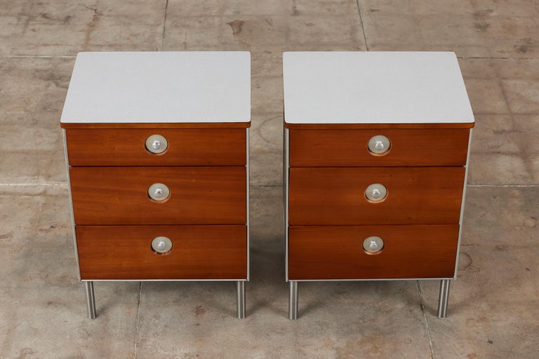 Cherry Pair of Raymond Loewy Nightstands for Hill-Rom Company For Sale