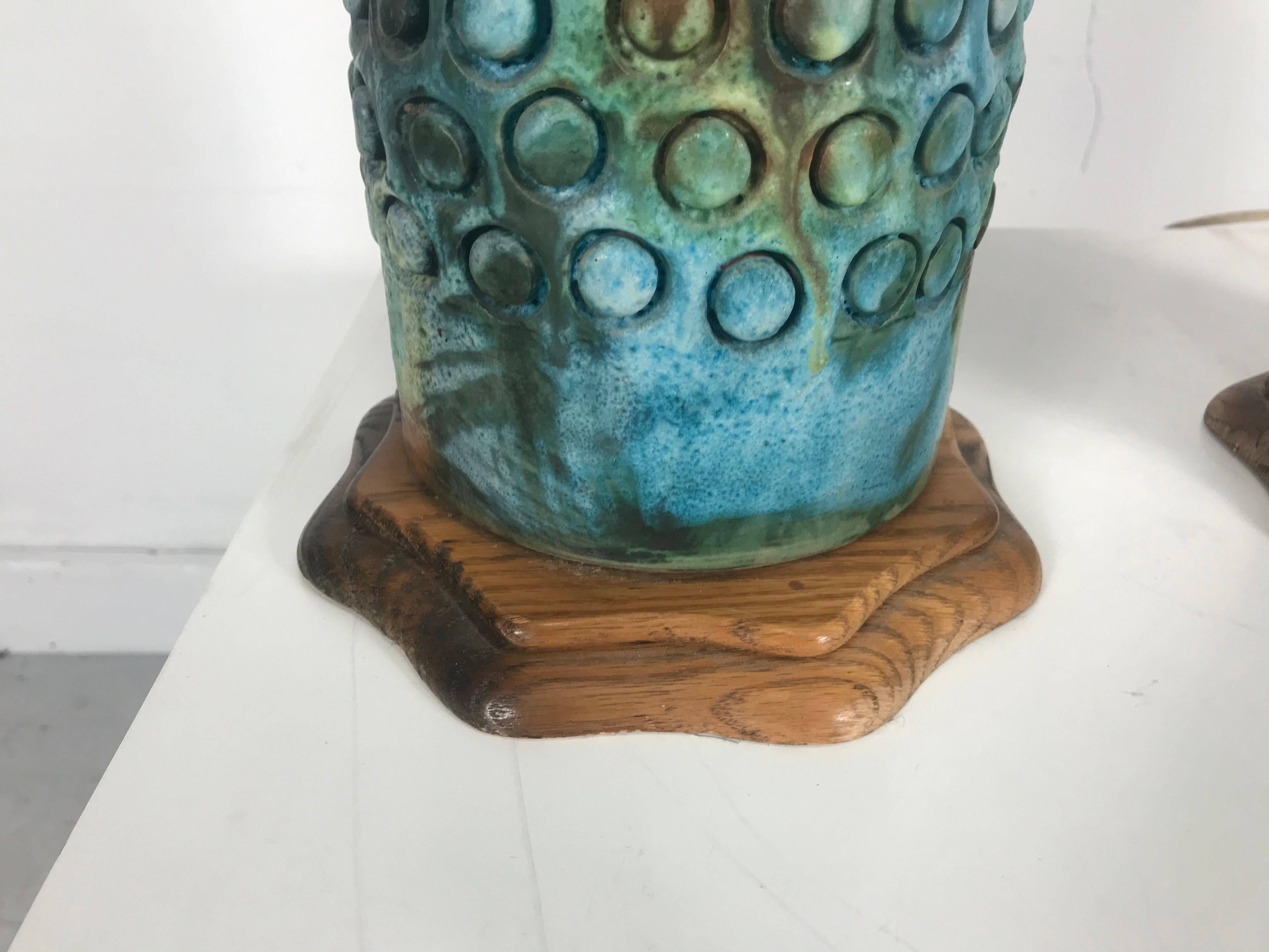Mid-20th Century Pair of Raymor Italian Ceramic Pottery Lamps by Alvino Bagni