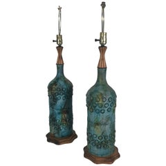 Pair of Raymor Italian Ceramic Pottery Lamps by Alvino Bagni