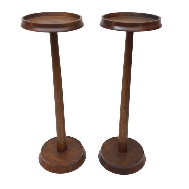 Pair of Raymor Walnut Side Tables or Plant Stands For Sale