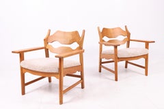 Pair of Razor blade Chairs in Oak by Henning Kjærnulf, 1960s