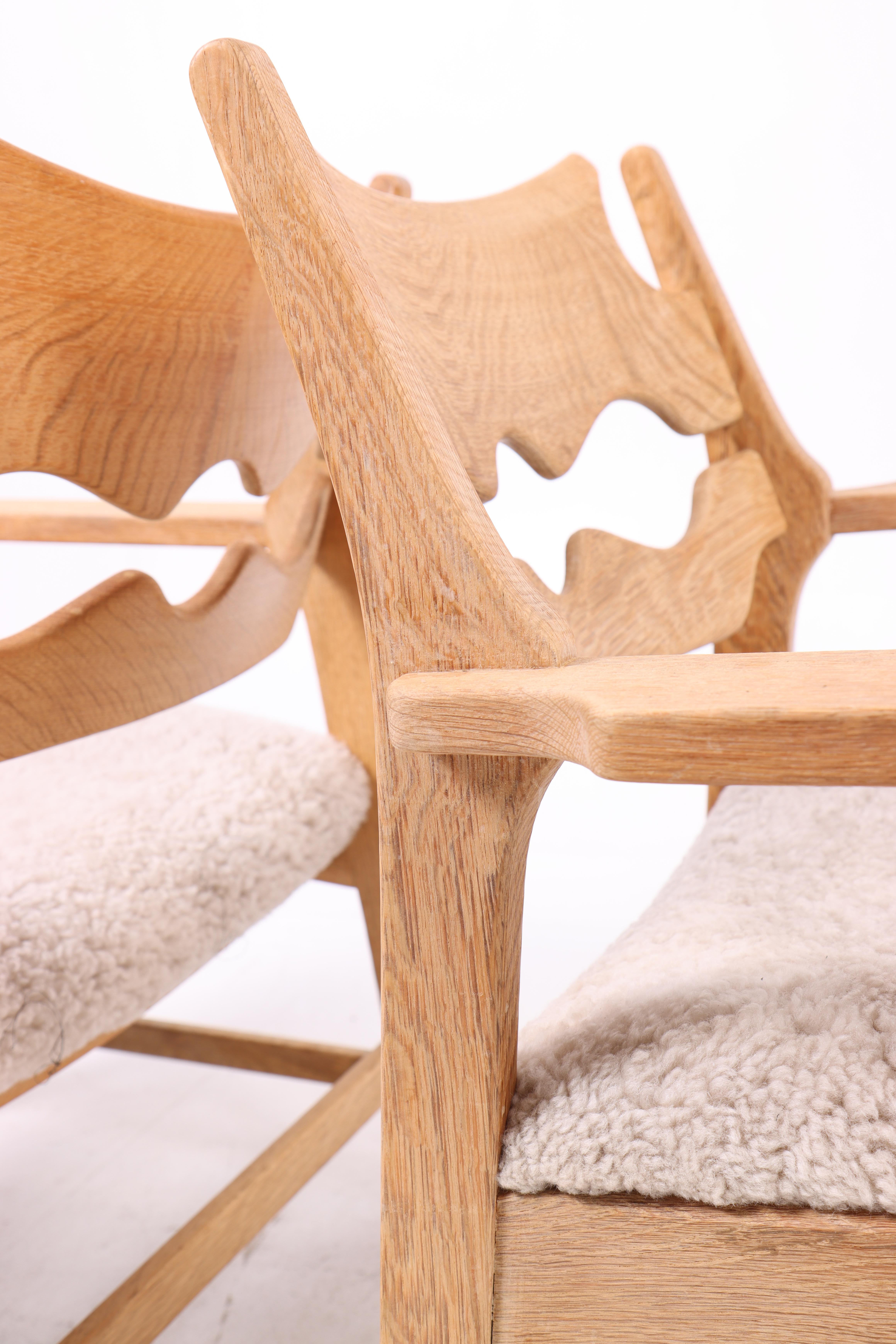 Pair of Razor blade Chairs in Oak by Henning Kjærnulf, 1960s en venta 1