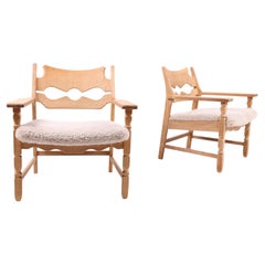 Pair of Razor blade Chairs in Oak by Henning Kjærnulf, 1960s