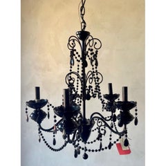 Pair of Re-Edition Black Crystal Chandelier