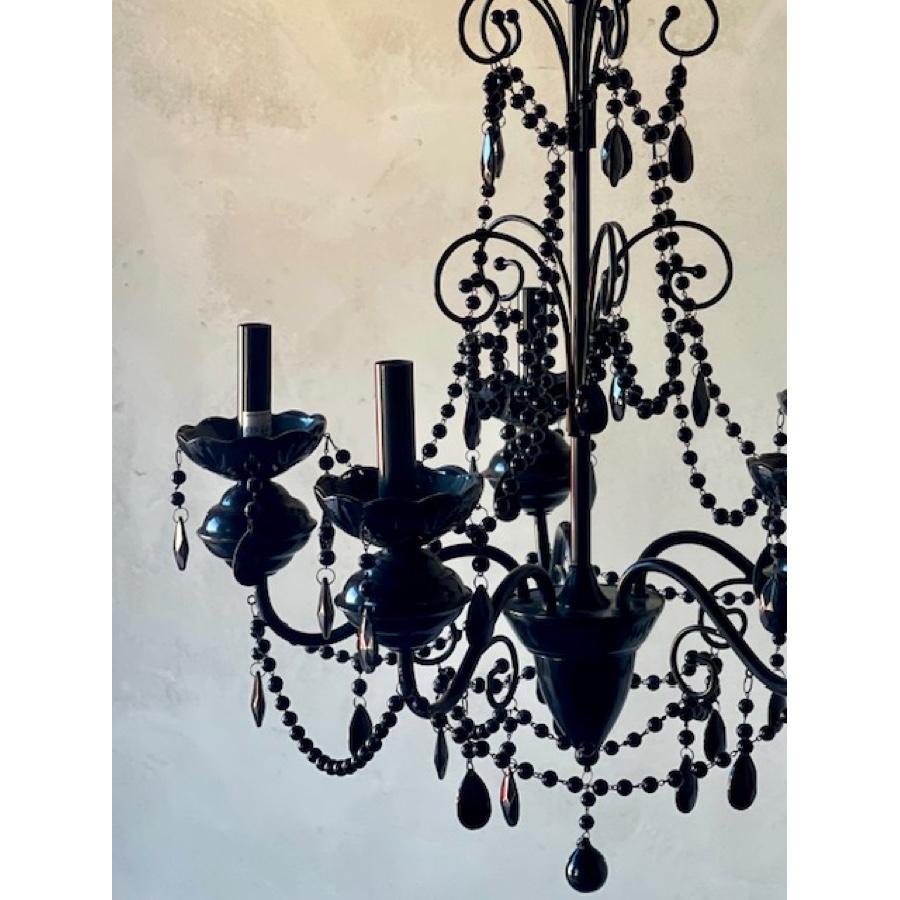 French Pair of Re-Edition Black Crystal Chandelier For Sale