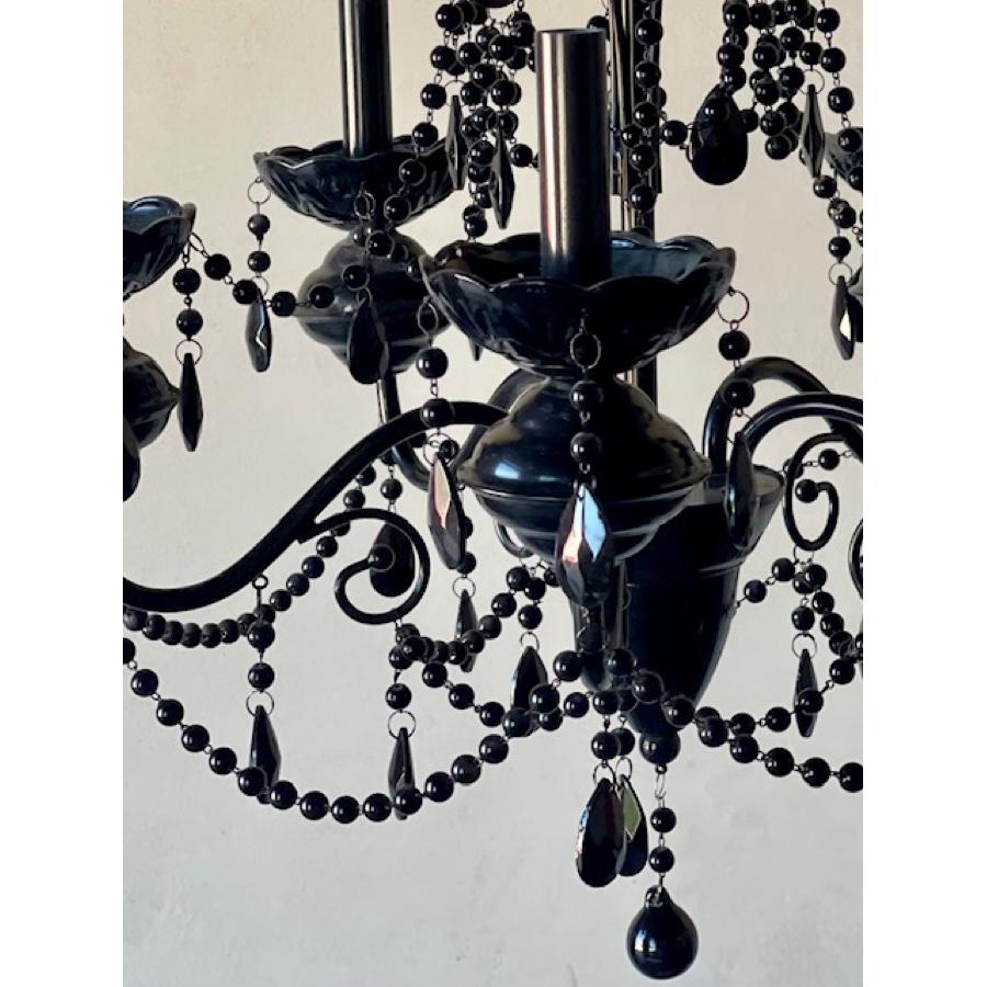Pair of Re-Edition Black Crystal Chandelier In Good Condition For Sale In Scottsdale, AZ