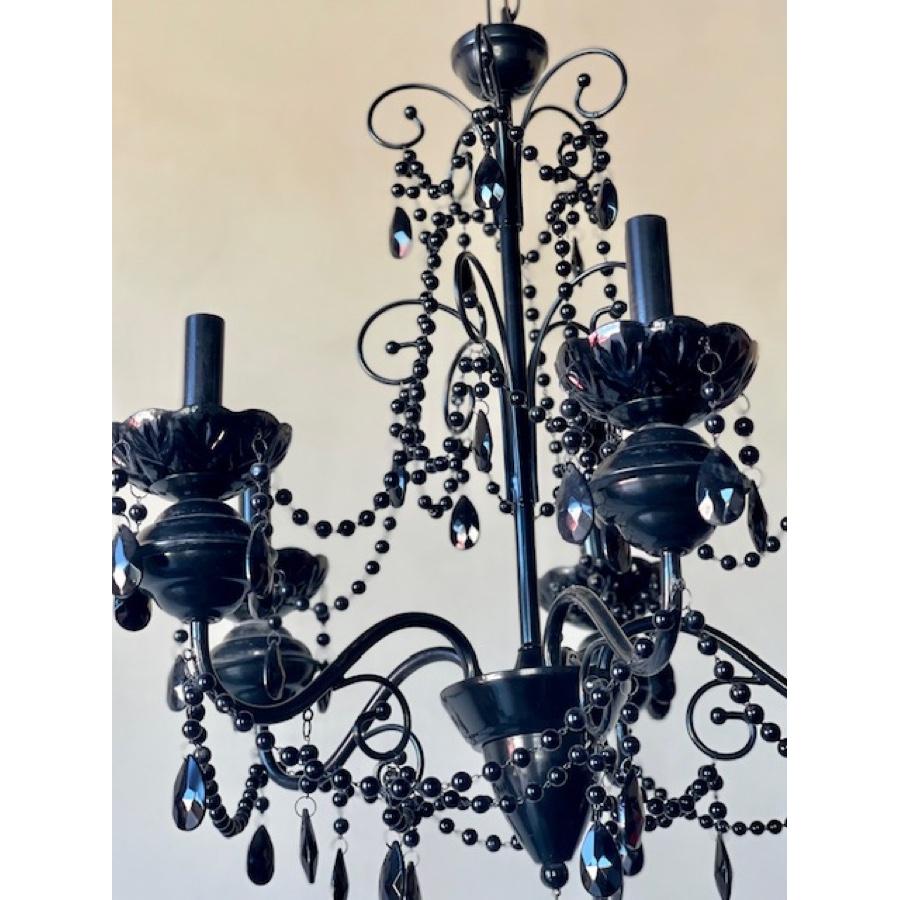 Pair of Re-Edition Black Crystal Chandelier For Sale 1