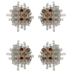 Pair of Rea Glass Cube Sconces by Poliarte, Italy, 1970s