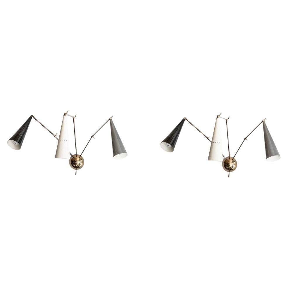 Pair of Reale wall lights. Black, Cream and Grey color shades by Diego Mardegan
