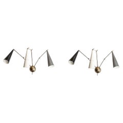 Pair of Reale wall lights. Black, Cream and Grey color shades by Diego Mardegan