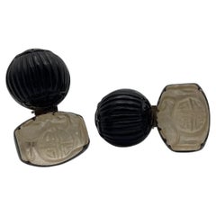 Pair of Rebecca Collins Carved Quartz Earrings