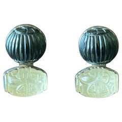 Pair of Rebecca Collins Carved Quartz Earrings