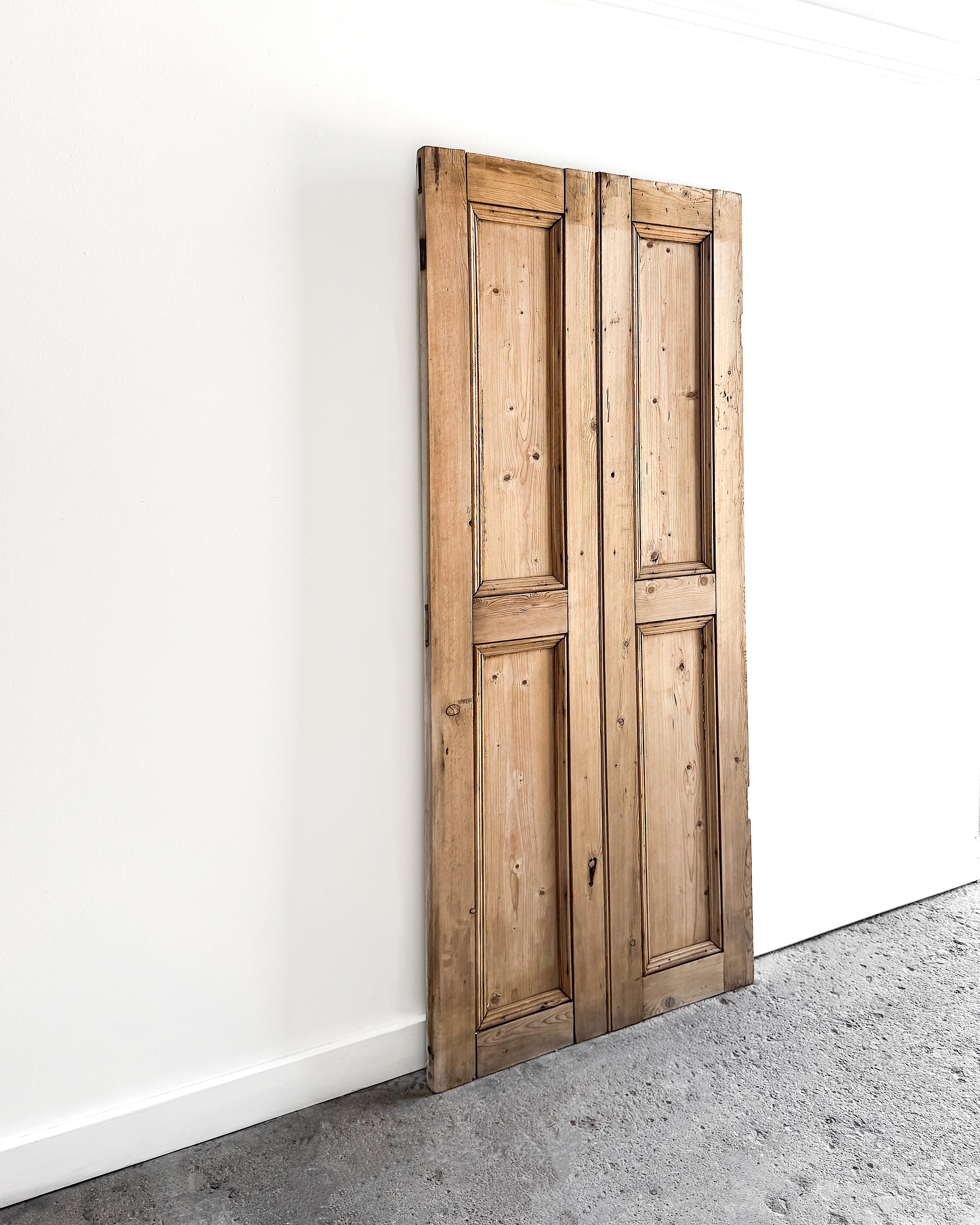 High Victorian Pair of Reclaimed 19th Century English Pine Cupboard Doors For Sale