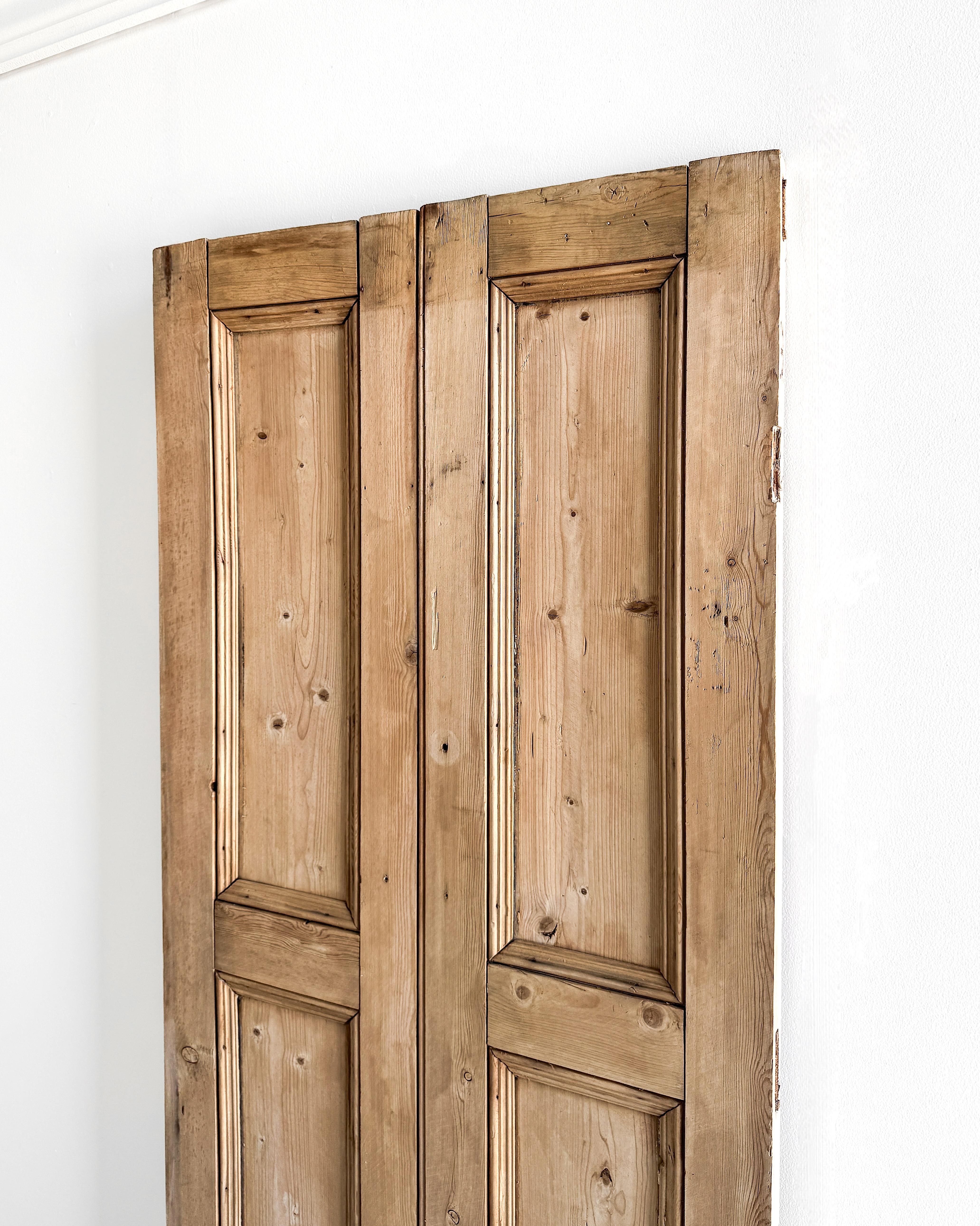 Pair of Reclaimed 19th Century English Pine Cupboard Doors For Sale 1