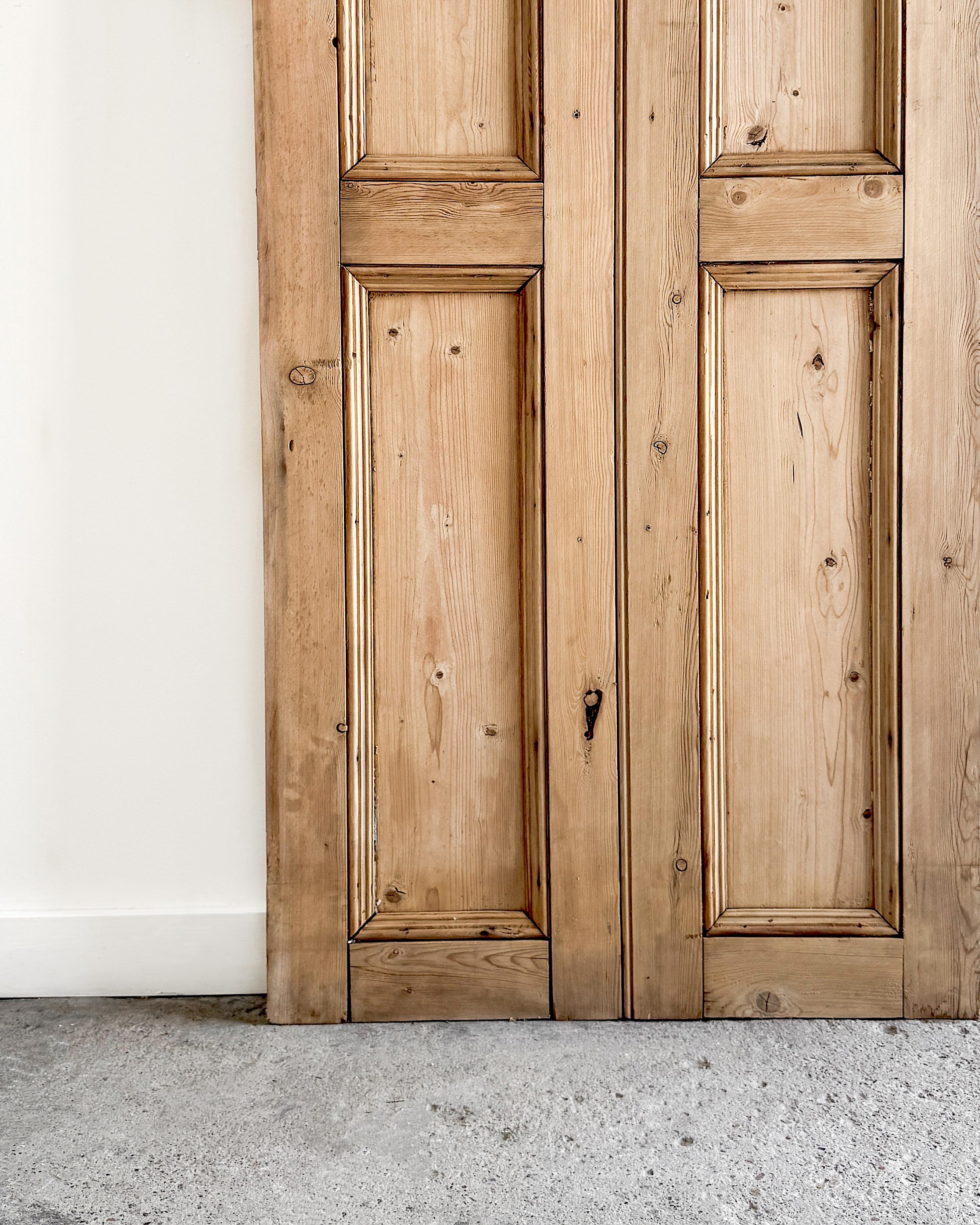 Pair of Reclaimed 19th Century English Pine Cupboard Doors For Sale 4