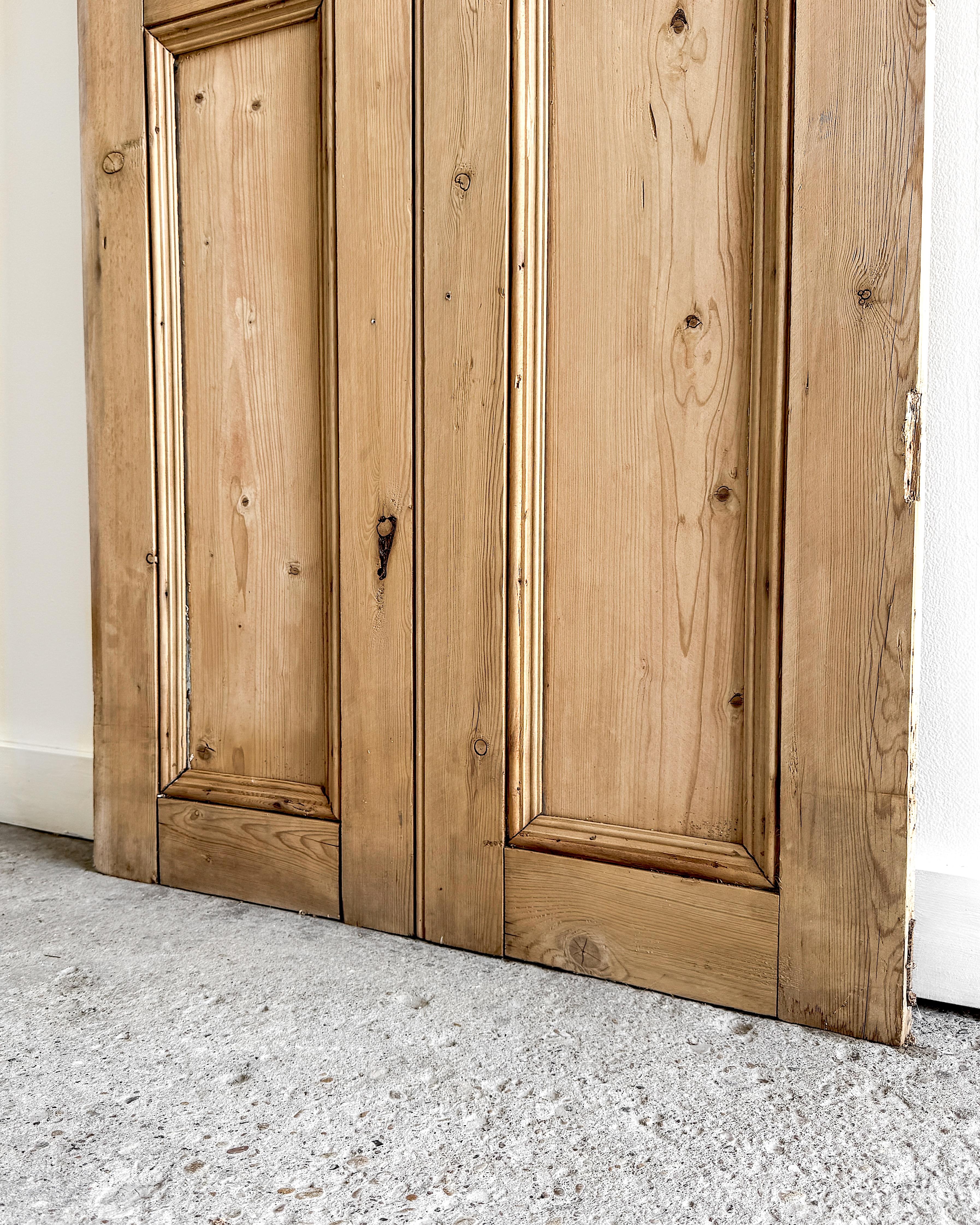 Pair of Reclaimed 19th Century English Pine Cupboard Doors For Sale 5