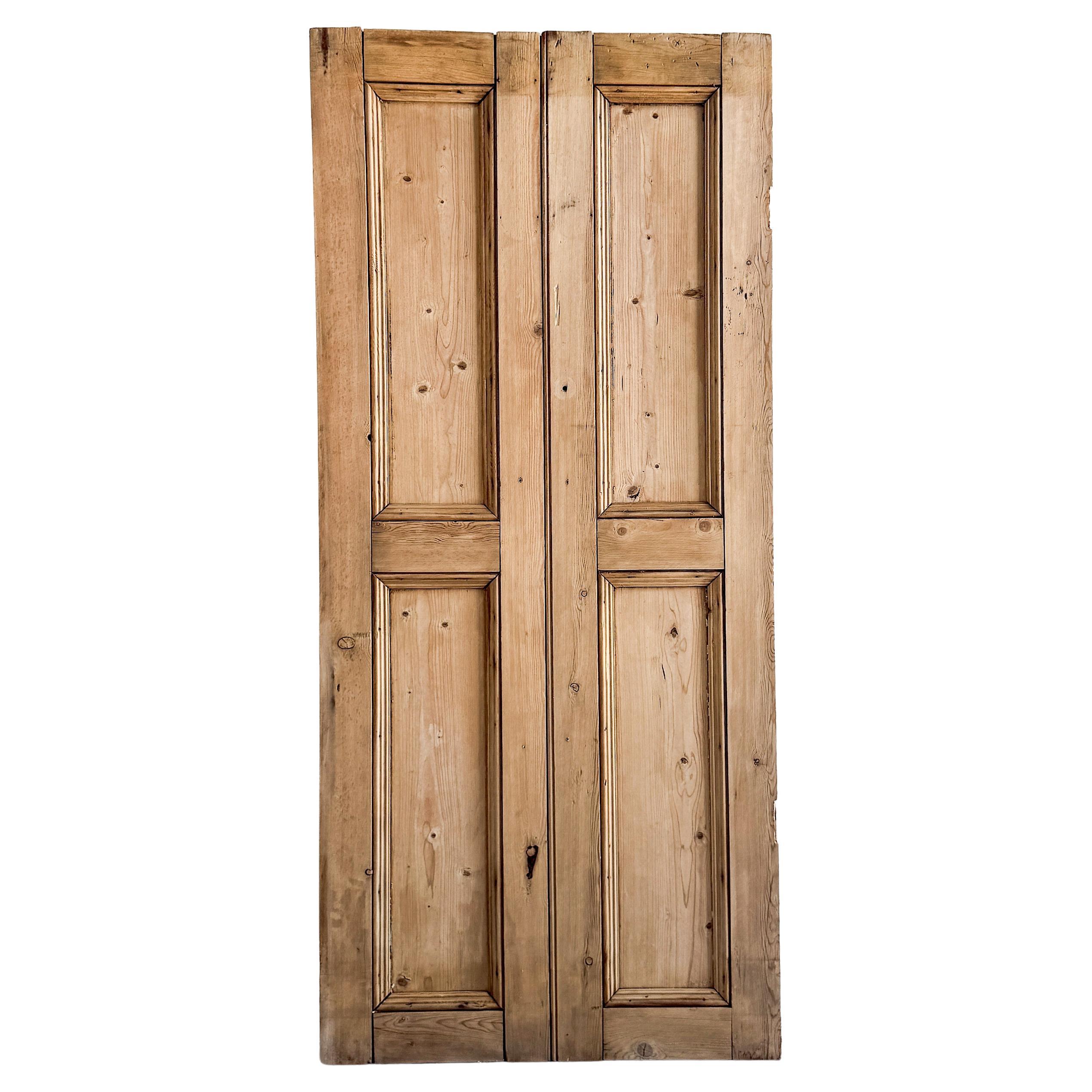 Pair of Reclaimed 19th Century English Pine Cupboard Doors For Sale
