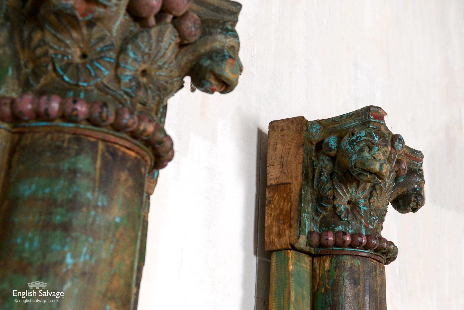 Pair of Reclaimed Antique Indian Pillars, 20th Century In Good Condition For Sale In London, GB