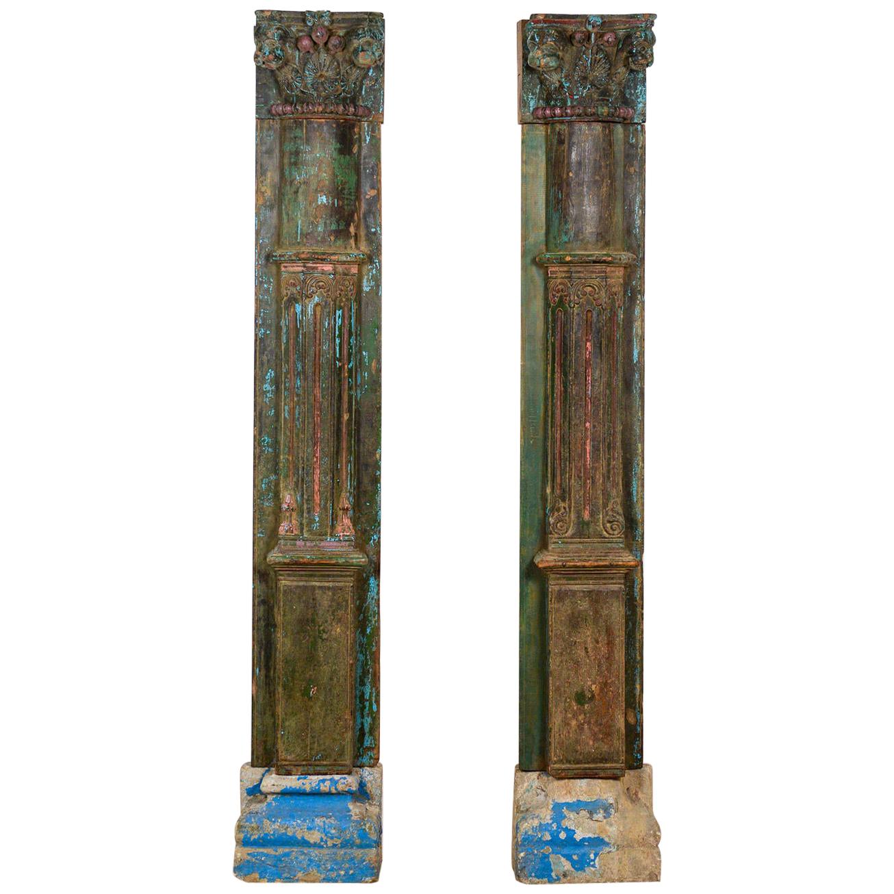Pair of Reclaimed Antique Indian Pillars, 20th Century For Sale