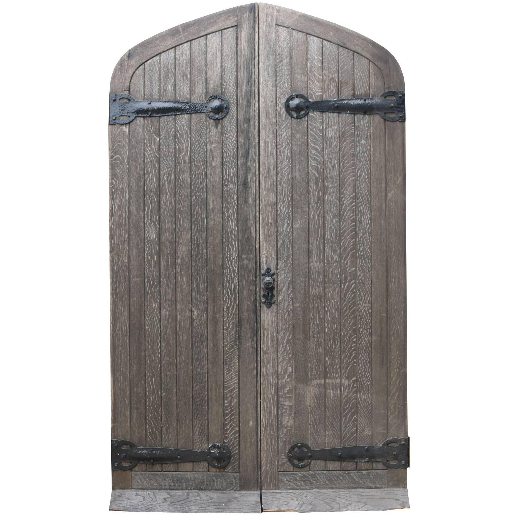 Pair of Reclaimed Arched Oak Exterior Doors