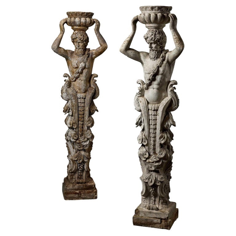 Pair of Reclaimed Atlas Garden Statues For Sale at 1stDibs atlas garden statue