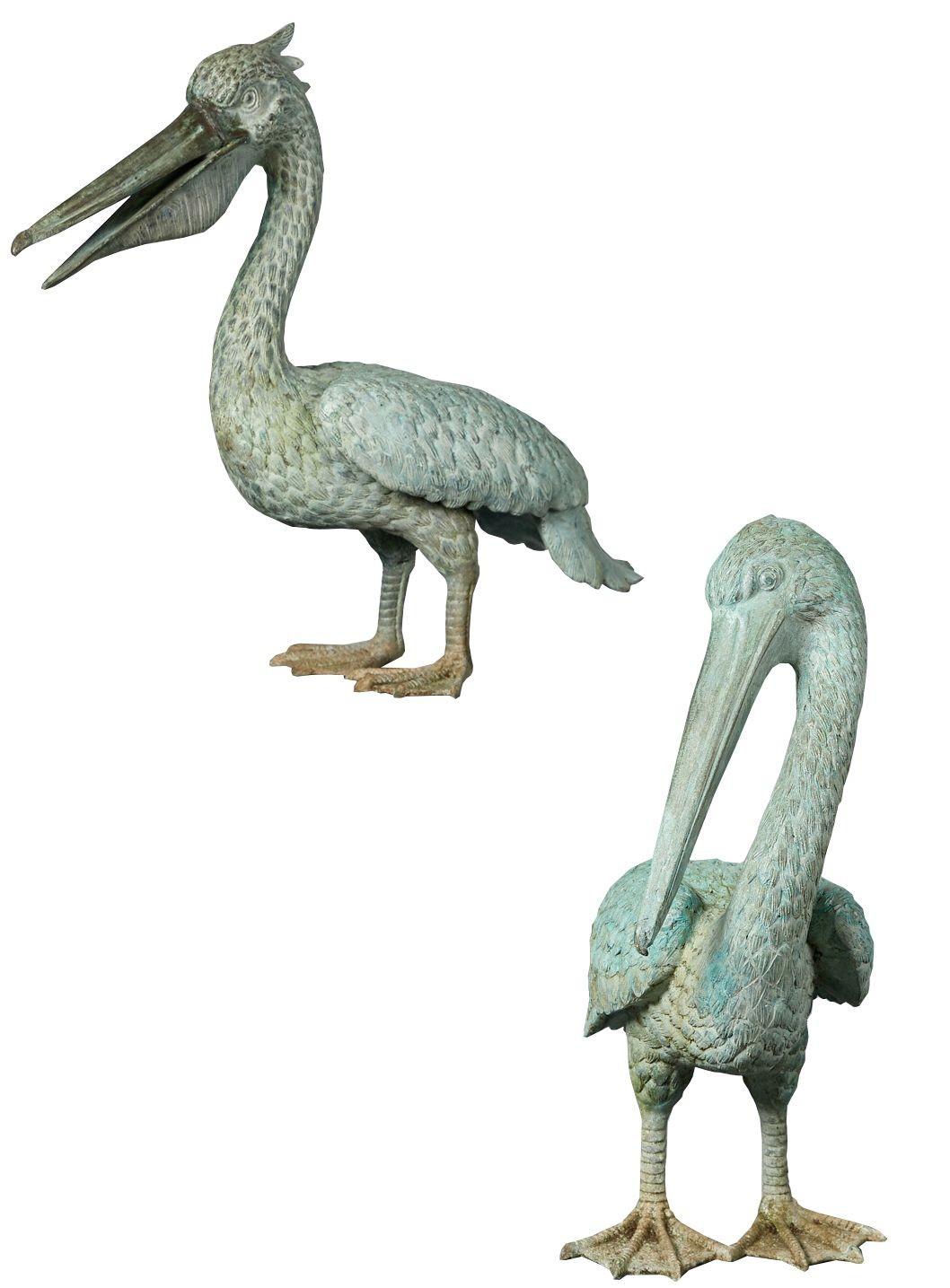 Pair of Reclaimed Bronze Pelican Statues In Fair Condition For Sale In Wormelow, Herefordshire