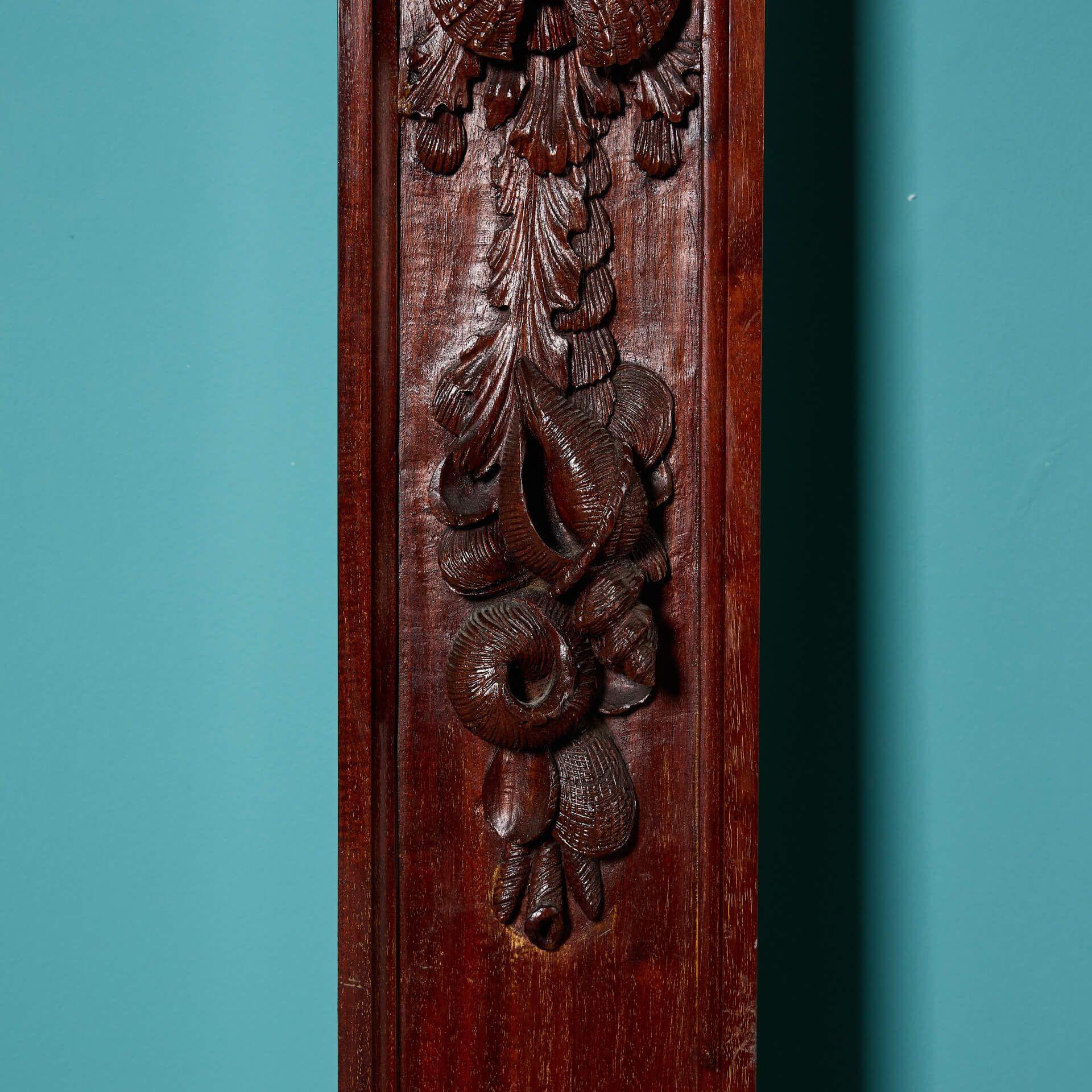 English Pair of Reclaimed Carved Mahogany Pilasters For Sale