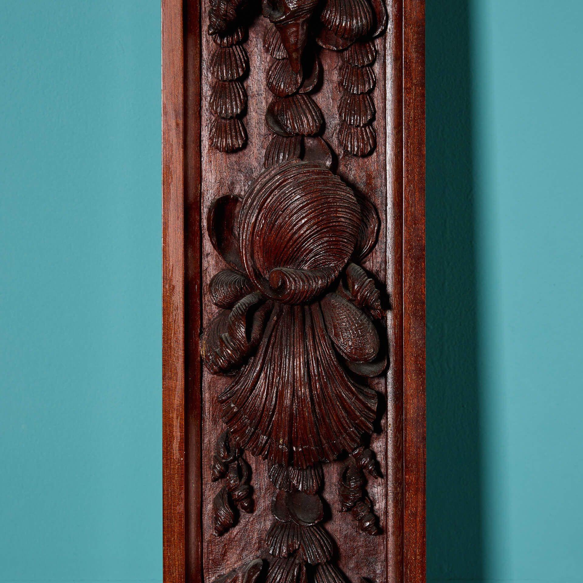 Hand-Carved Pair of Reclaimed Carved Mahogany Pilasters For Sale