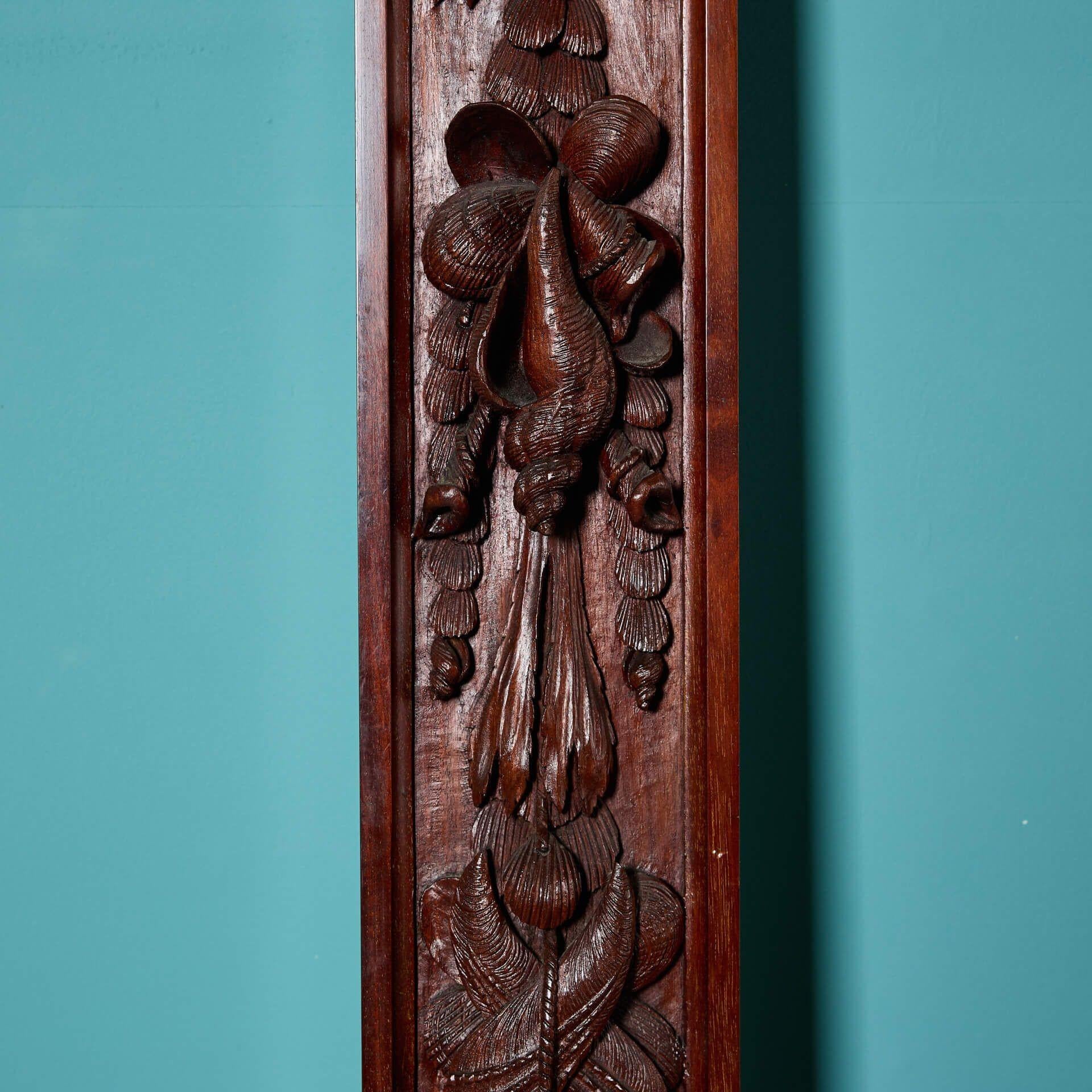 Pair of Reclaimed Carved Mahogany Pilasters In Fair Condition For Sale In Wormelow, Herefordshire