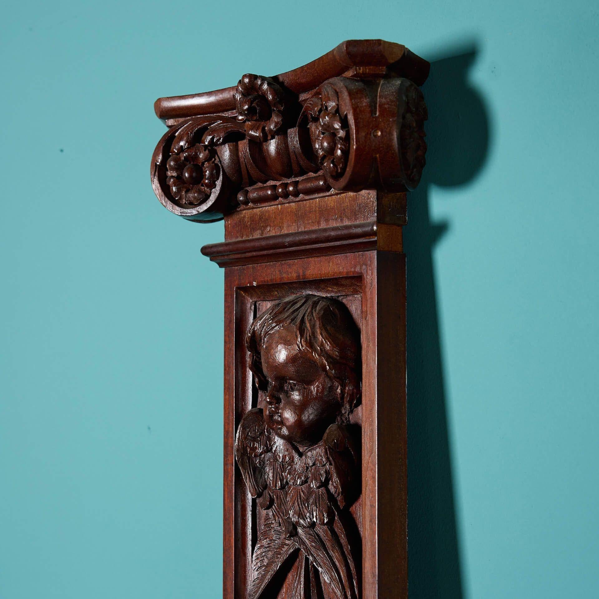 20th Century Pair of Reclaimed Carved Mahogany Pilasters For Sale