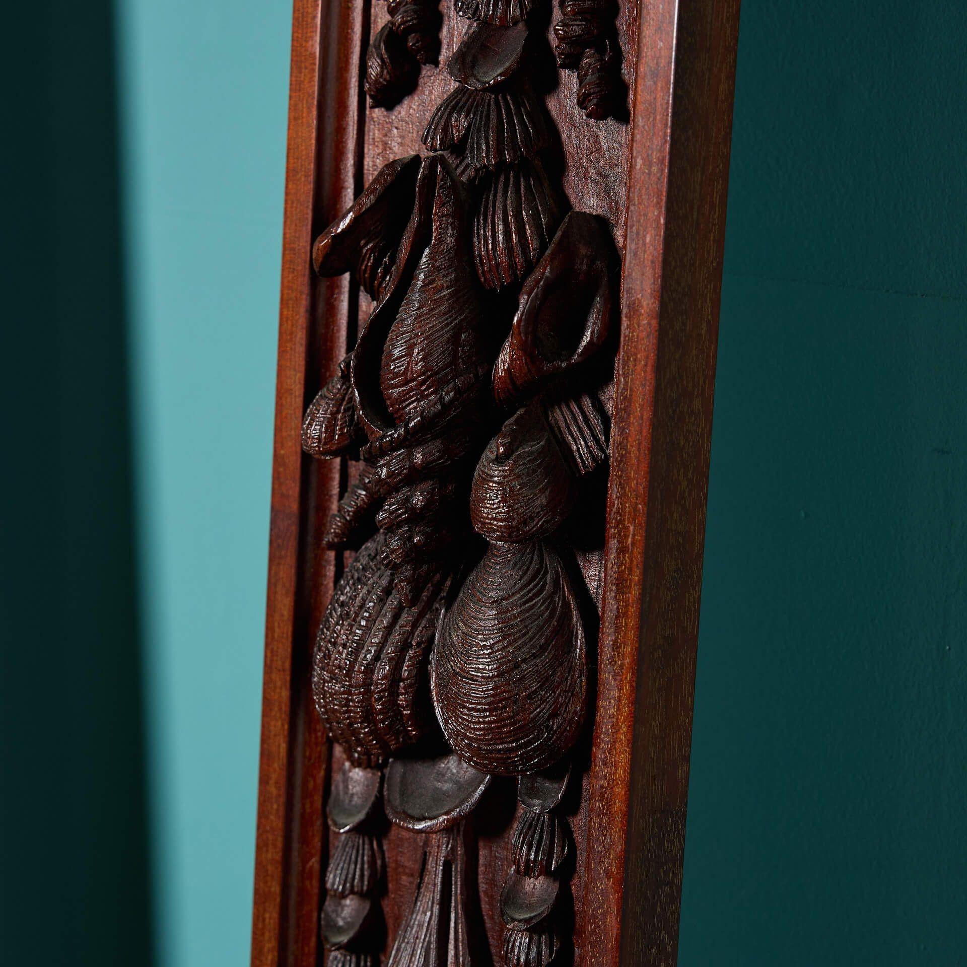 Wood Pair of Reclaimed Carved Mahogany Pilasters For Sale