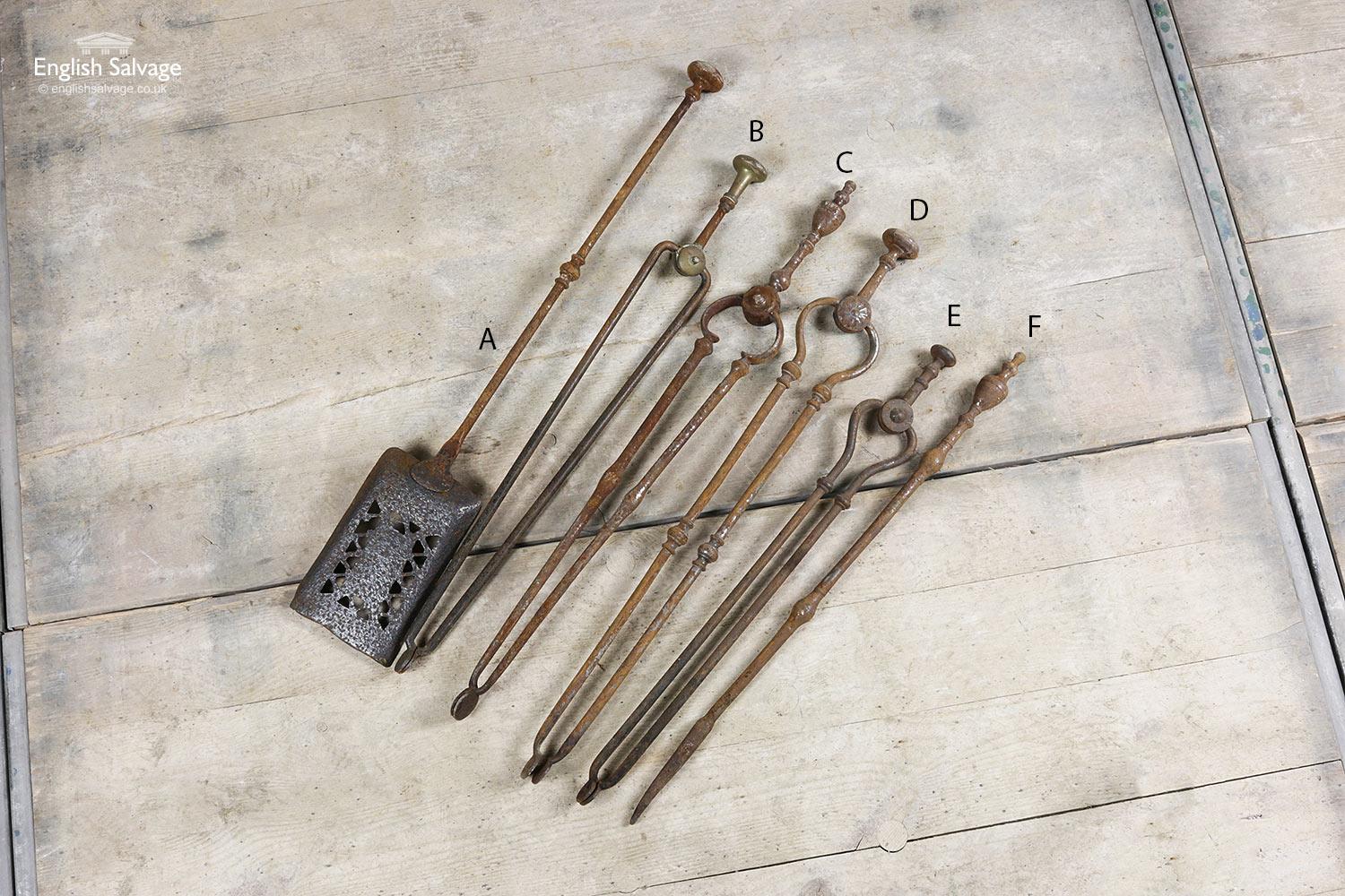 Iron Pair of Reclaimed Fire Tools, 20th Century For Sale
