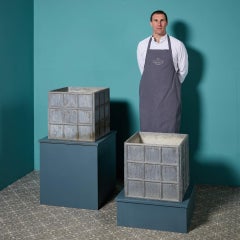 Pair of Reclaimed Lead Cube Planters