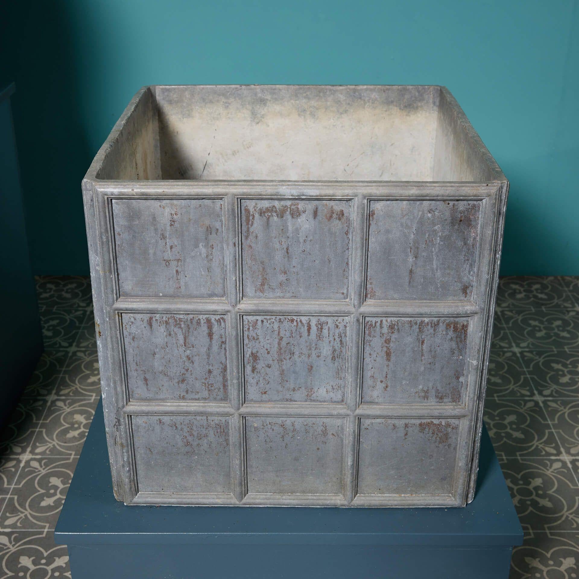 English Pair of Reclaimed Lead Cube Planters For Sale