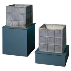 Pair of Reclaimed Lead Cube Planters
