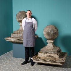 Two Large Reclaimed Stone Ball Pier Caps