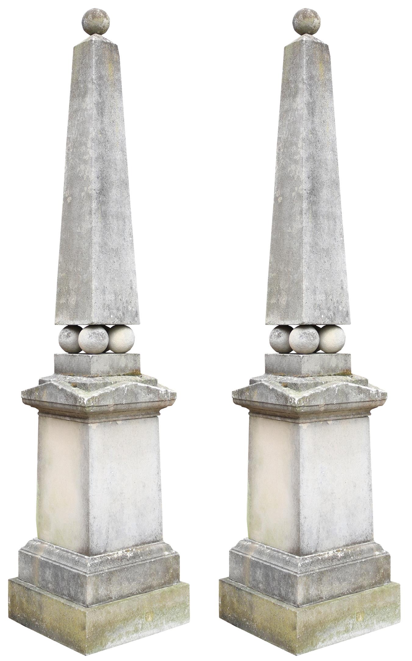 About

A pair of very good quality composition stone obelisks of large scale. Reclaimed from a private house in the North of England. 7' 7? high. We also have a second pair available.

Condition report

Each consisting of ten separate parts.