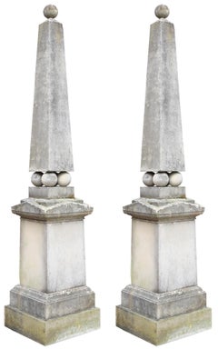 Pair of Reclaimed Stone Garden Obelisks