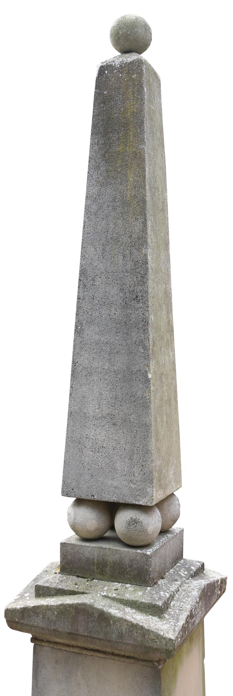 Pair of Reclaimed Stone Garden Obelisks In Fair Condition In Wormelow, Herefordshire