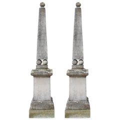 Vintage Pair of Reclaimed Stone Garden Obelisks