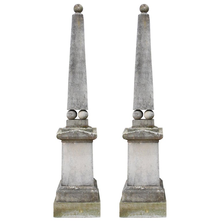 Pair of Reclaimed Stone Garden Obelisks at 1stDibs