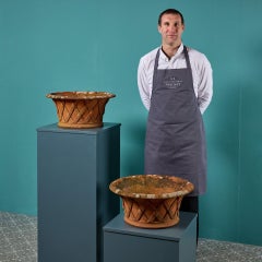 Pair of Reclaimed Victorian Lattice Style Terracotta Planters