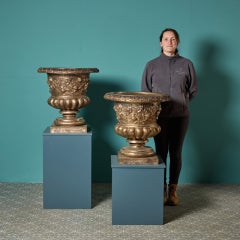 Pair of Reclaimed Victorian Style Cast Bronze Planters