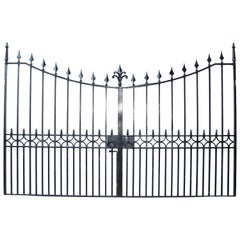 Vintage Pair of Reclaimed Wrought Iron Driveway Gates