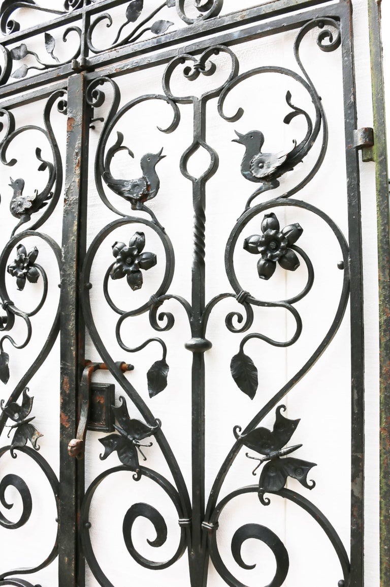Pair of Reclaimed Wrought Iron Gates in Frame at 1stdibs