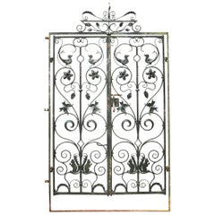 Antique Pair of Reclaimed Wrought Iron Gates in Frame