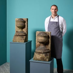Pair of Reclaimed York Stone Urn Stop Finials